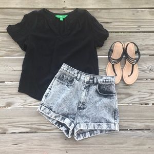 High-Waisted American Apparel Acid Washed Shorts